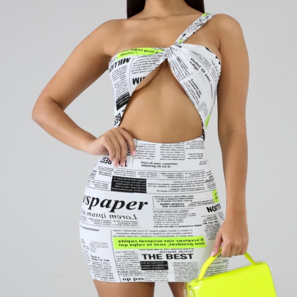 Newspaper Neon Mini Dress
